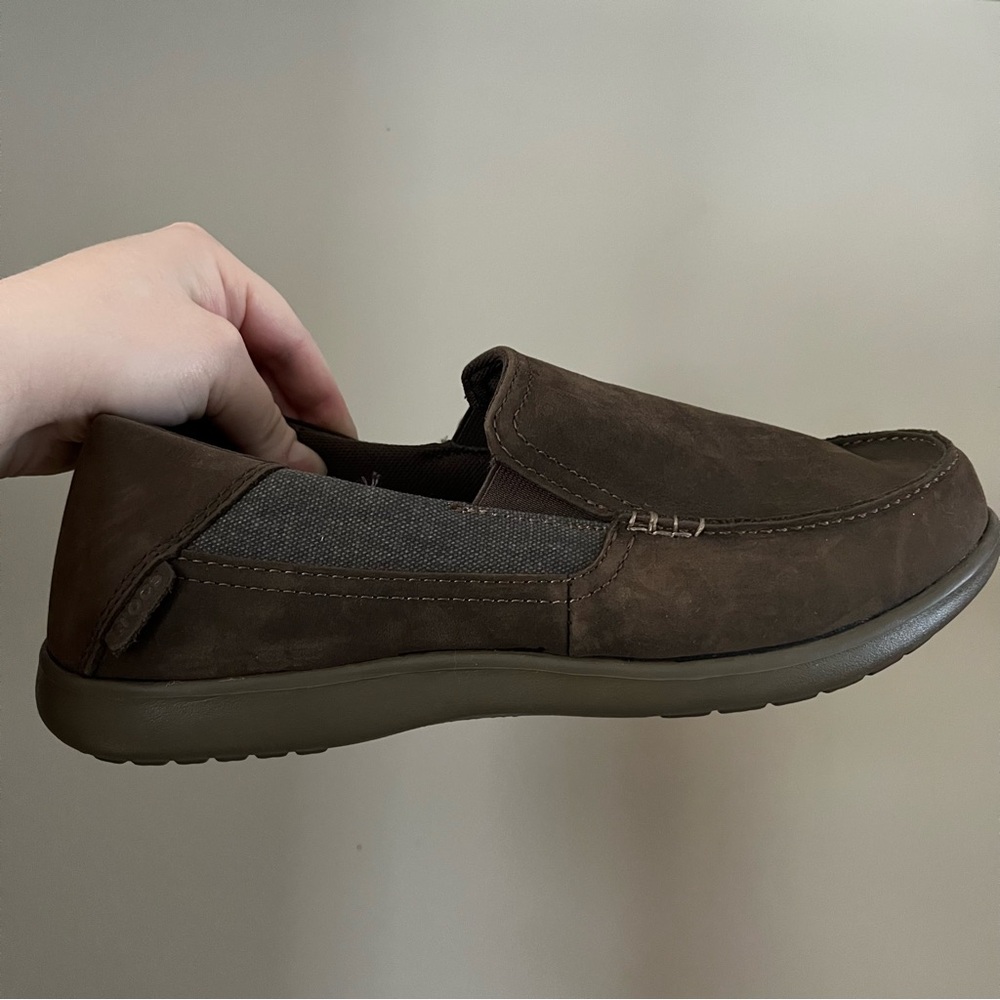 Men's Crocs Santa Cruz Brown Suede Slip On Loafers Sz 9